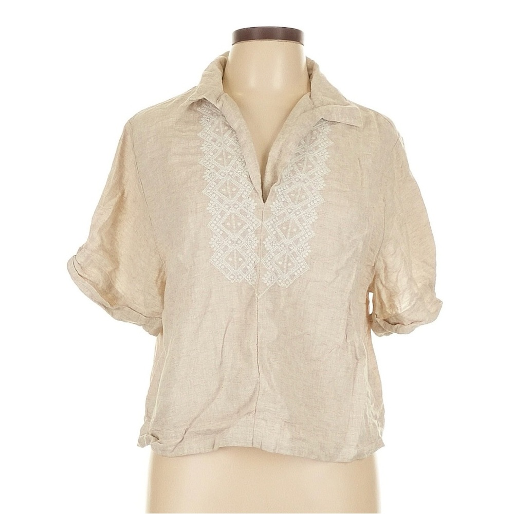 Banana Republic Light Beige Blouse with Embroidery